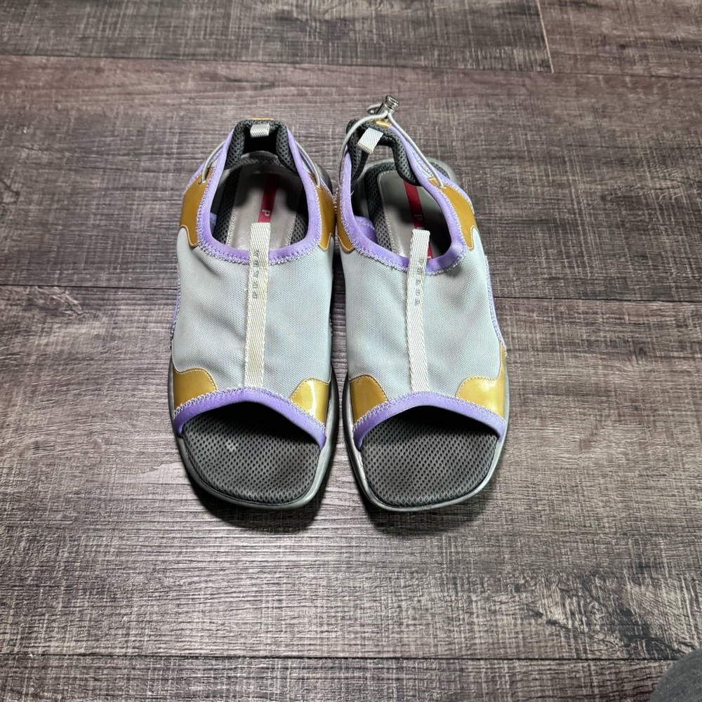 Prada Gray and Yellow Open-Toe Sandals - Picture 10 of 10